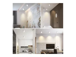 NETTLIFE Ceiling Spot LED Blanco : Plafón redondo de superficie, alum. 230V, bombilla GX53 5W 3000K, para dormitorio, pasillo