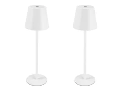 NETTLIFE Dos lámparas de mesa sin cable, luz táctil con batería, lámpara exterior de mesa con 2600 mAh - LED, blanco, recargable por USB.