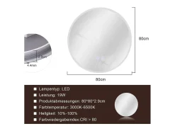 NETTLIFE Espejo con iluminación Espejo de pared LED IP44 redondo 80cm con función de espejo táctil iluminado con luz regulable
