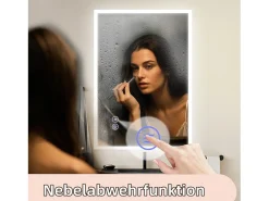 NETTLIFE Espejo con luz 50x70cm Espejo de pared LED Vidrio antireflejo Espejo de baño con espejo táctil