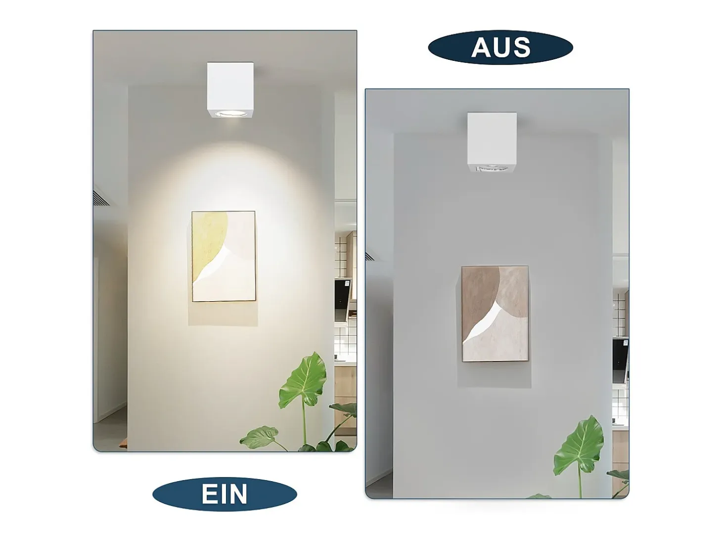 NETTLIFE Foco de superficie blanco GU10 Foco de superficie cuadrado de 40 W, plafón de yeso pequeño y moderno