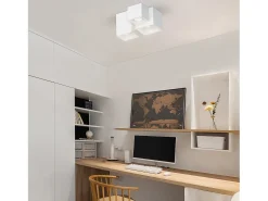 NETTLIFE Foco de superficie blanco GU10 Foco de superficie cuadrado de 40 W, plafón de yeso pequeño y moderno