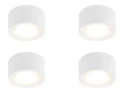 NETTLIFE Foco de superficie de 4 piezas Foco de superficie redondo de color blanco Luminaria de superficie Gx53 Moderna plana Máx.10w
