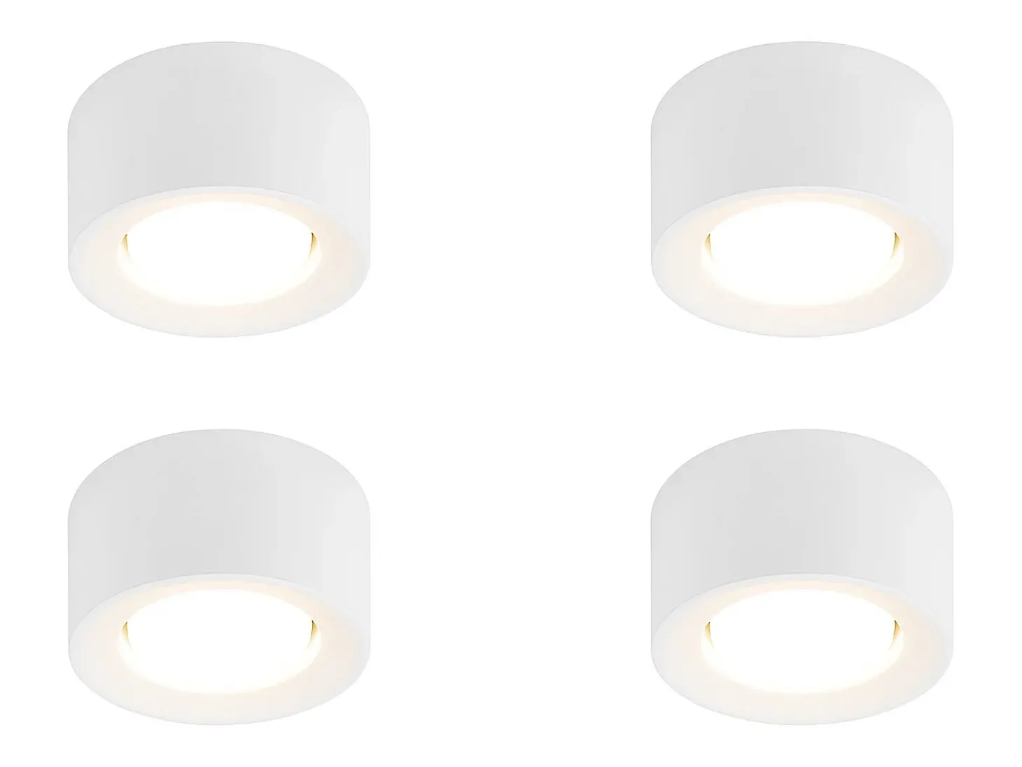 NETTLIFE Foco de superficie de 4 piezas Foco de superficie redondo de color blanco Luminaria de superficie Gx53 Moderna plana Máx.10w