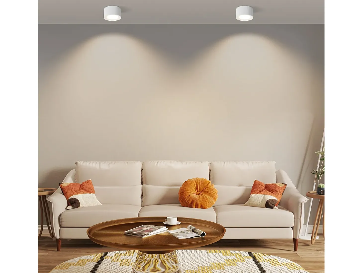 NETTLIFE Foco de superficie de 4 piezas Foco de superficie redondo de color blanco Luminaria de superficie Gx53 Moderna plana Máx.10w