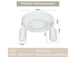 NETTLIFE Foco de techo 2 bombillas GU10 20W dormitorio 3000k Giratorio 350° metal
