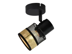 NETTLIFE Foco de techo 1 bombilla negro pasillo metal vintage dorado E27 LED máx. 40W orientable 330°
