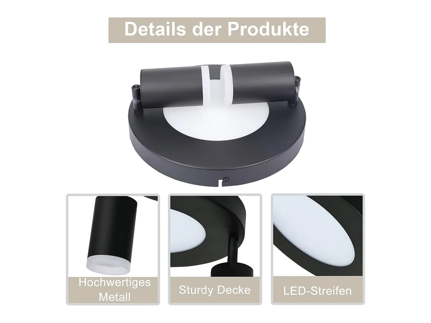 NETTLIFE Foco de techo 2 focos negro 3000K protección ocular fácil instalación orientable 350° GU10