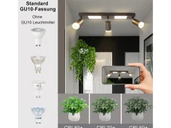 NETTLIFE Foco de techo 3 focos GU10 dormitorio 3000k 20W lámpara de cocina negro blanco cálido, regulable