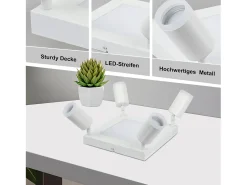 NETTLIFE Foco de techo 4 focos cuadrado 3000K GU10 fácil instalación blanco cálido orientable 350° moderno
