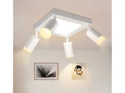 NETTLIFE Foco de techo 4 focos cuadrado 3000K GU10 fácil instalación blanco cálido orientable 350° moderno