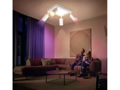 NETTLIFE Foco de techo 4 focos cuadrado 3000K GU10 fácil instalación blanco cálido orientable 350° moderno