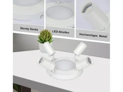 NETTLIFE Foco de techo 4 focos redondo 20W 3000K GU10 fácil instalación blanco cálido orientable 350° moderno