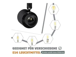 NETTLIFE Foco de techo 2 pantallas de cristal E14 vintage sin bombilla negro orientable 350°