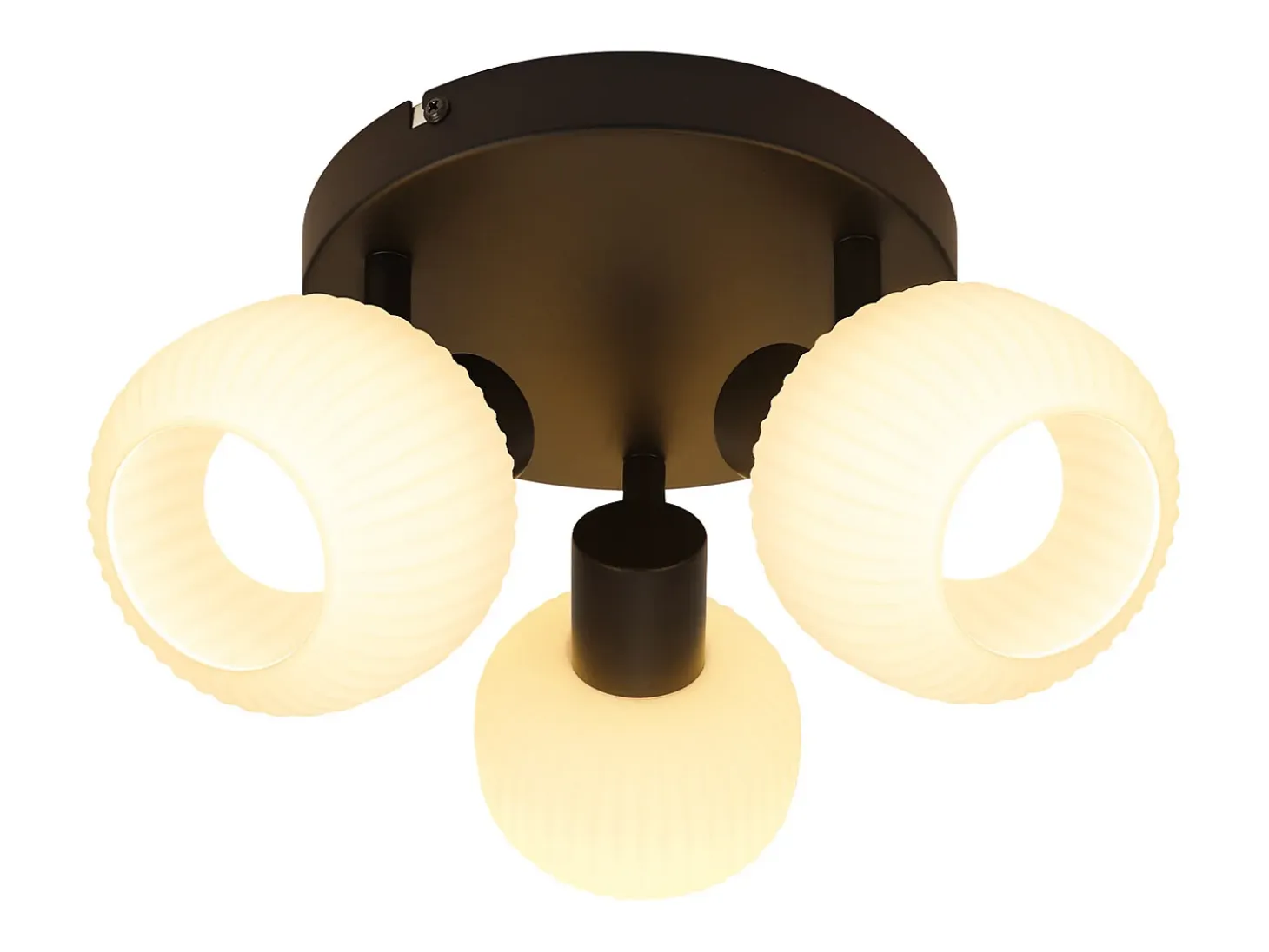 NETTLIFE Foco de techo 2 pantallas de cristal E14 vintage sin bombilla negro orientable 350°