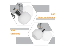 NETTLIFE Foco de techo blanco E14 3 bombillas Pantalla interior de cristal Foco orientable Sin centro de luz