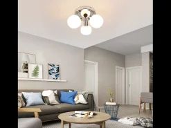NETTLIFE Foco de techo blanco E14 3 bombillas Pantalla interior de cristal Foco orientable Sin centro de luz