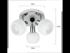 NETTLIFE Foco de techo blanco E14 3 bombillas Pantalla interior de cristal Foco orientable Sin centro de luz