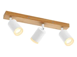 NETTLIFE Foco de techo blanco GU10, foco de techo de madera vintage, giratorio sin bombilla, 350°
