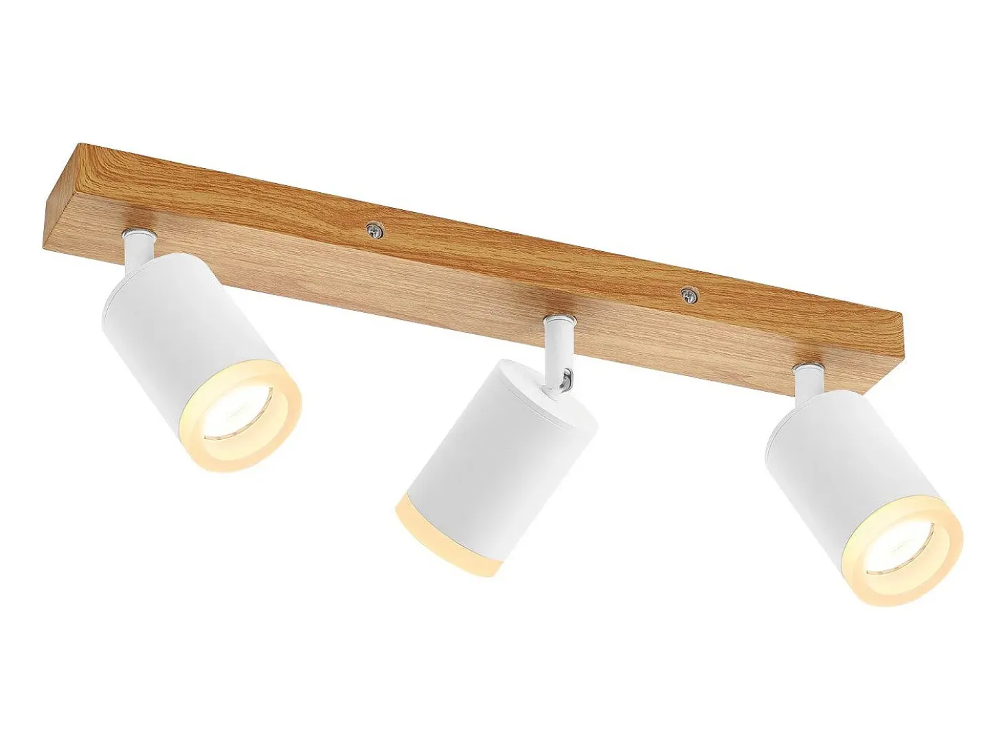 NETTLIFE Foco de techo blanco GU10, foco de techo de madera vintage, giratorio sin bombilla, 350°