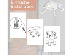 NETTLIFE Foco de techo blanco, 4 bombillas, foco GU10 moderno, orientables, para interior, de metal.