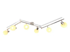NETTLIFE Foco de techo blanco E14 Lámpara de techo 6 bombillas Pantalla de cristal interior Foco ajustable