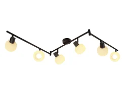 NETTLIFE Foco de techo blanco E14, 6 llamas, lámpara de techo interior, pantalla de cristal, foco orientable