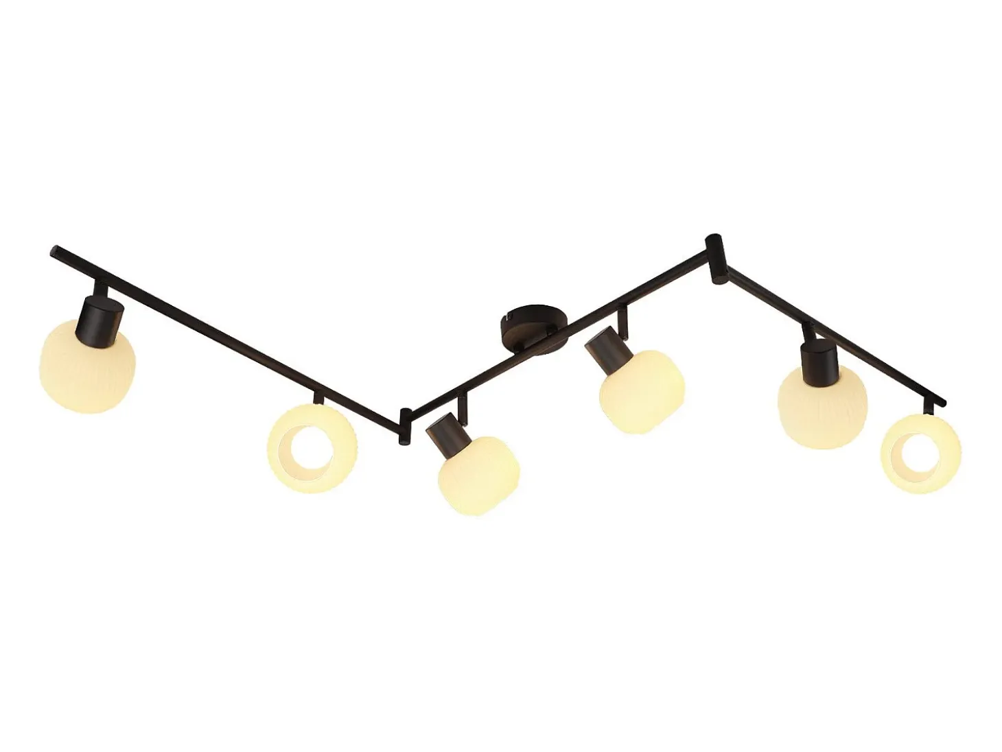 NETTLIFE Foco de techo blanco E14, 6 llamas, lámpara de techo interior, pantalla de cristal, foco orientable