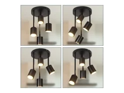 NETTLIFE Foco de techo con 4 bombillas, foco de techo negro orientable, LED GU10, lámpara de cocina de 350°.