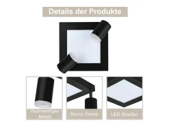NETTLIFE Foco de techo cuadrado GU10 3000k blanco cálido 20W Lámpara de dormitorio ajustable 350° Blanco cálido