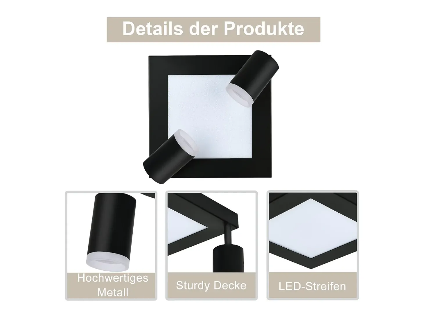 NETTLIFE Foco de techo cuadrado GU10 3000k blanco cálido 20W Lámpara de dormitorio ajustable 350° Blanco cálido