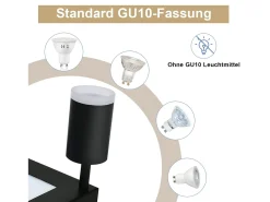 NETTLIFE Foco de techo cuadrado GU10 3000k blanco cálido 20W Lámpara de dormitorio ajustable 350° Blanco cálido