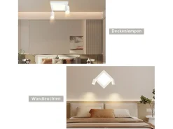 NETTLIFE Foco de techo cuadrado GU10 3000k blanco cálido 20W Lámpara de dormitorio ajustable 350° Blanco cálido
