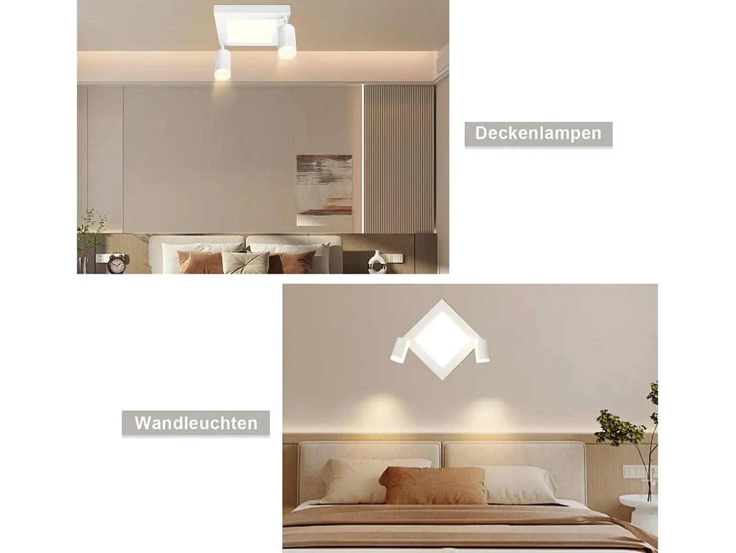 NETTLIFE Foco de techo cuadrado GU10 3000k blanco cálido 20W Lámpara de dormitorio ajustable 350° Blanco cálido
