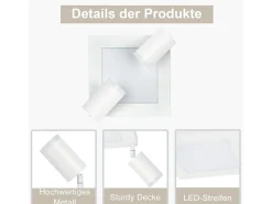 NETTLIFE Foco de techo cuadrado GU10 3000k blanco cálido 20W Lámpara de dormitorio ajustable 350° Blanco cálido