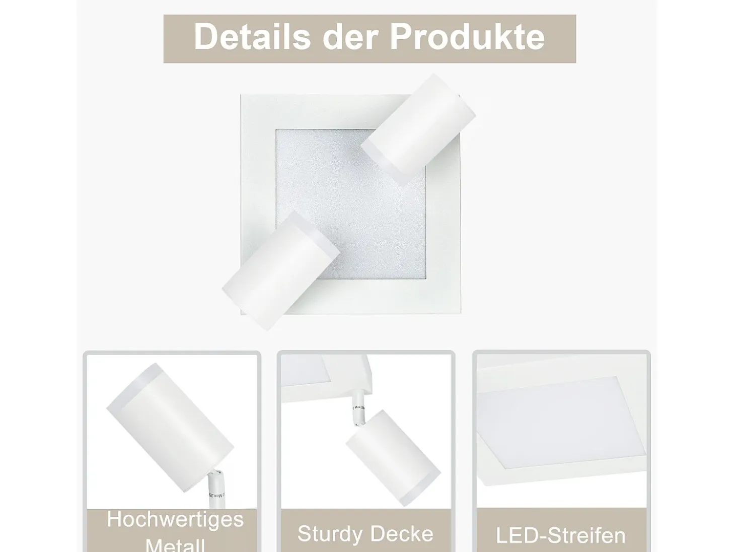 NETTLIFE Foco de techo cuadrado GU10 3000k blanco cálido 20W Lámpara de dormitorio ajustable 350° Blanco cálido