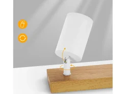 NETTLIFE Foco de techo de 4 llamas madera blanca GU10 Foco de pared orientable 350° Vintage