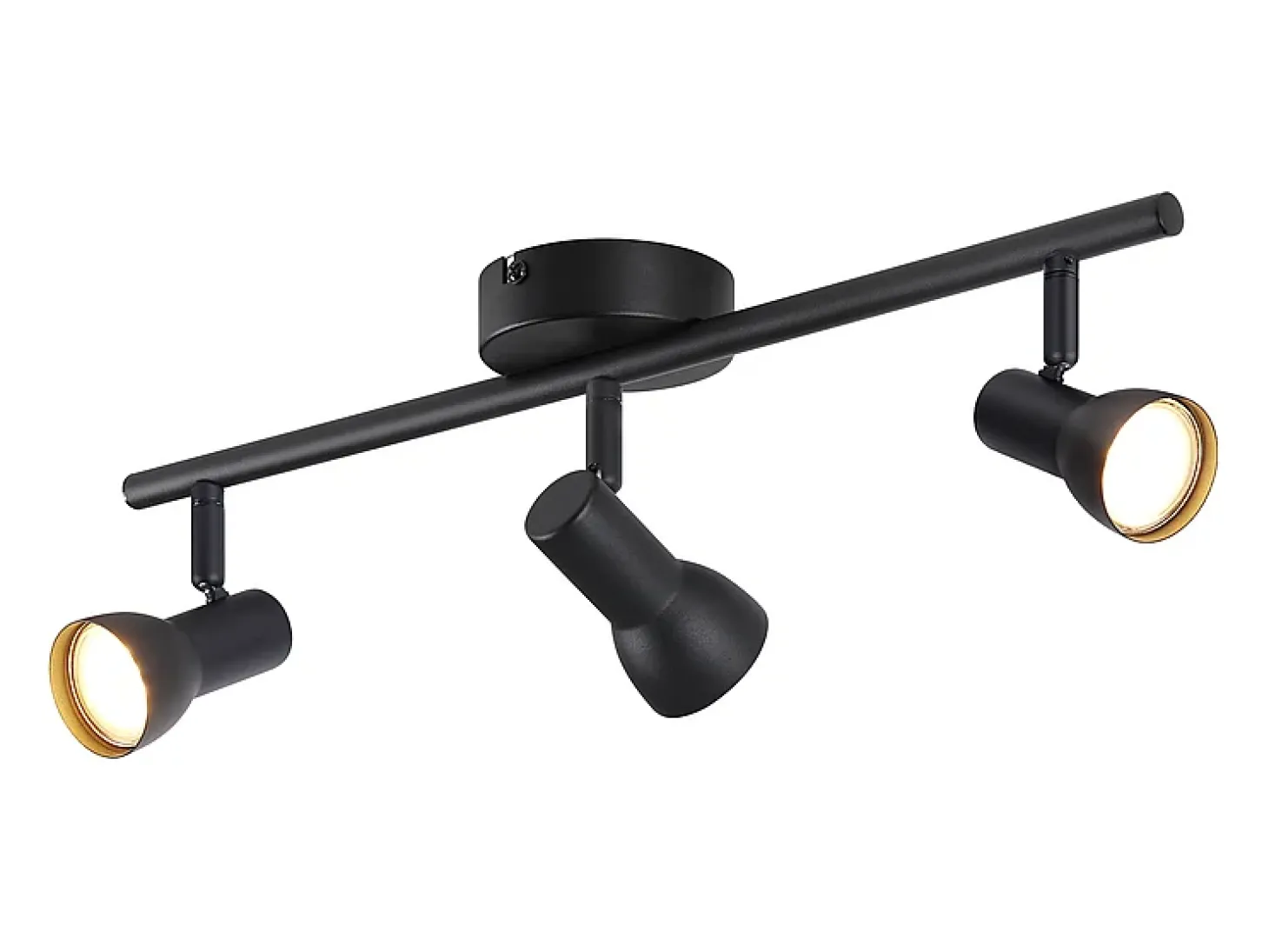 NETTLIFE Foco de techo de 3 llamas Lámpara de techo de diseño moderno negro Foco de metal GU10