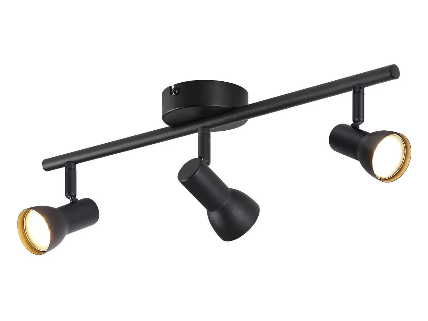 NETTLIFE Foco de techo de 3 llamas Lámpara de techo de diseño moderno negro Foco de metal GU10