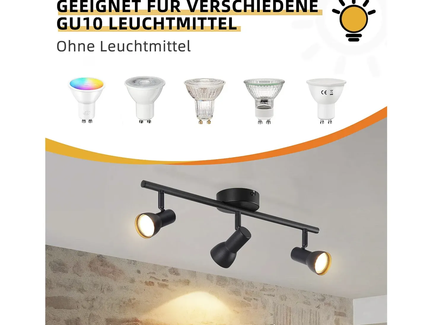 NETTLIFE Foco de techo de 3 llamas Lámpara de techo de diseño moderno negro Foco de metal GU10