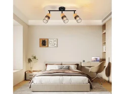 NETTLIFE Foco de techo de madera E14, lámpara de techo orientable 350°, foco de pared sin bombilla