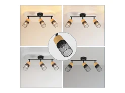 NETTLIFE Foco de techo de madera E14, lámpara de techo orientable 350°, foco de pared sin bombilla