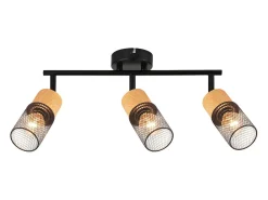 NETTLIFE Foco de techo de madera E14, lámpara de techo orientable 350°, foco de pared sin bombilla