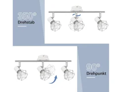 NETTLIFE Foco de techo de 3 bombillas redondas - Faro industrial retró E14 Sin bombillas