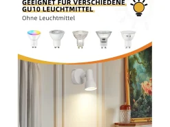 NETTLIFE Foco de techo de 1 llama blanco, lámpara de techo moderna para interiores GU10, para dormitorio