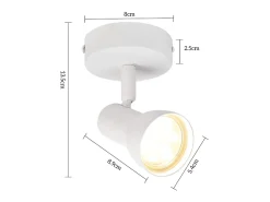 NETTLIFE Foco de techo de 1 llama blanco, lámpara de techo moderna para interiores GU10, para dormitorio