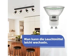 NETTLIFE Foco de techo de 4 bombillas, lámpara de cocina GU10, plafonario giratorio de 355° foco moderno.