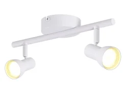 NETTLIFE Foco de techo de 2 llamas, diseño moderno, blanco, GU10, focos de techo metálicos, giratorios 350°