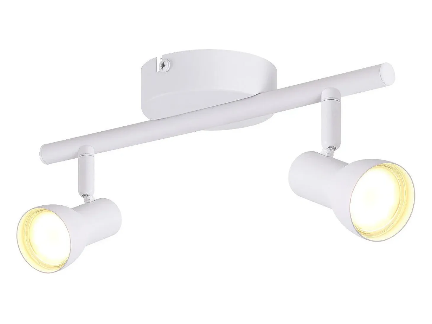 NETTLIFE Foco de techo de 2 llamas, diseño moderno, blanco, GU10, focos de techo metálicos, giratorios 350°