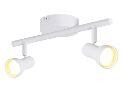 NETTLIFE Foco de techo de 2 llamas, diseño moderno, blanco, GU10, focos de techo metálicos, giratorios 350°